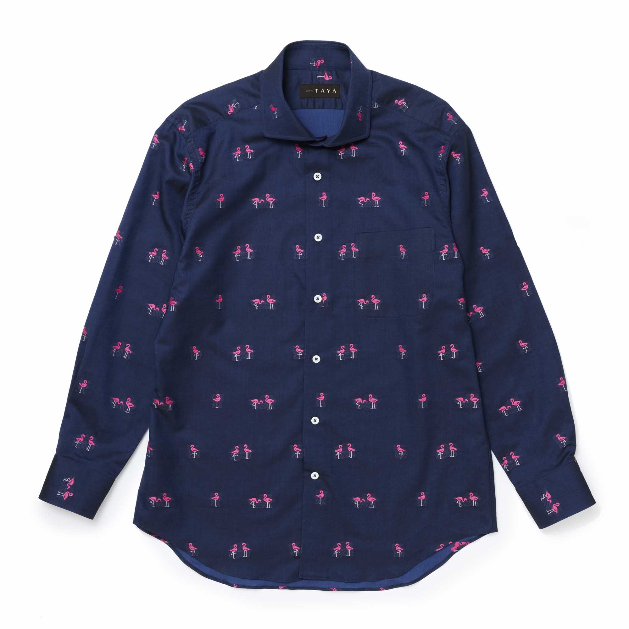 長袖 綿バックカットシャツ/フラミンゴ