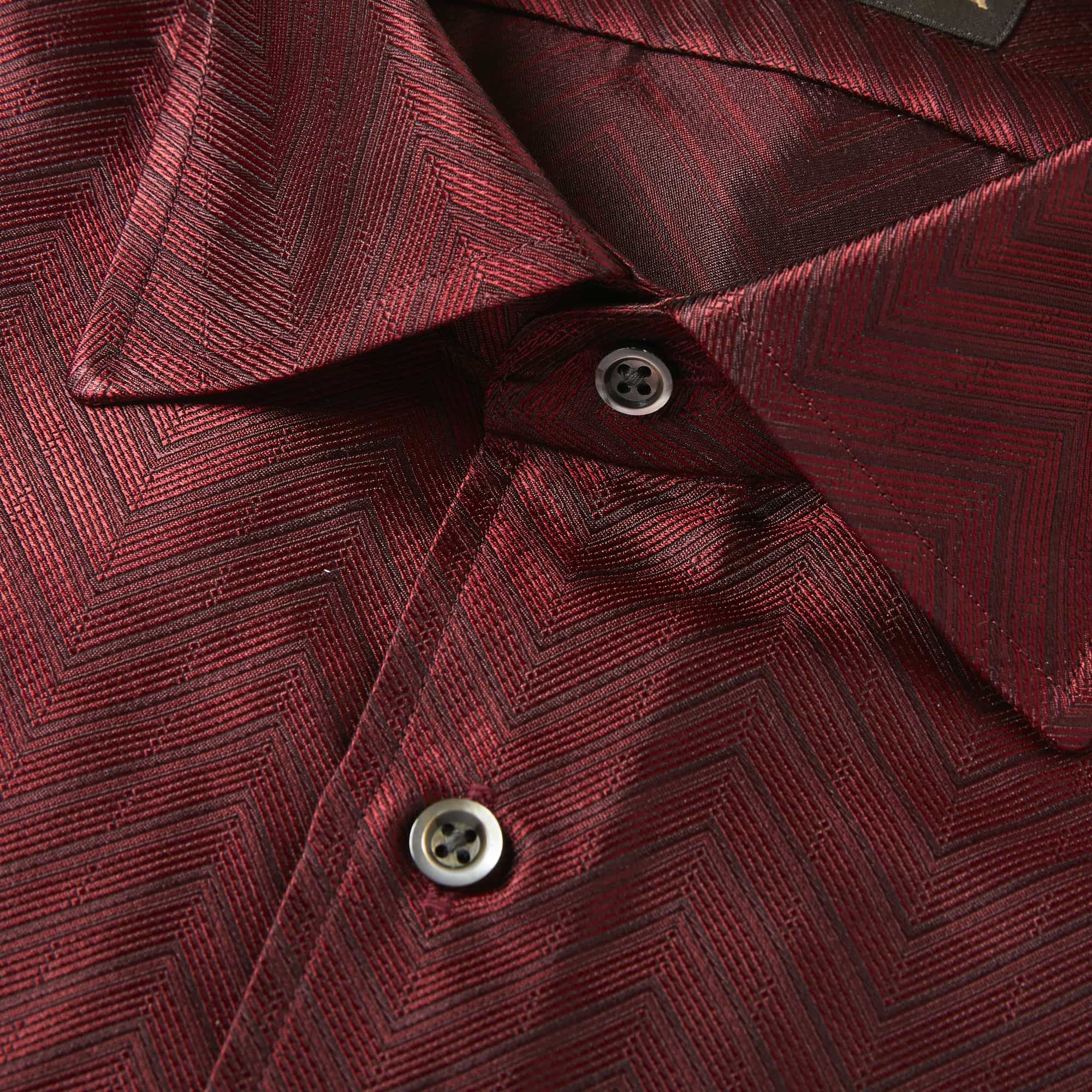 長袖 シルクシャツ/シェブロン(M)