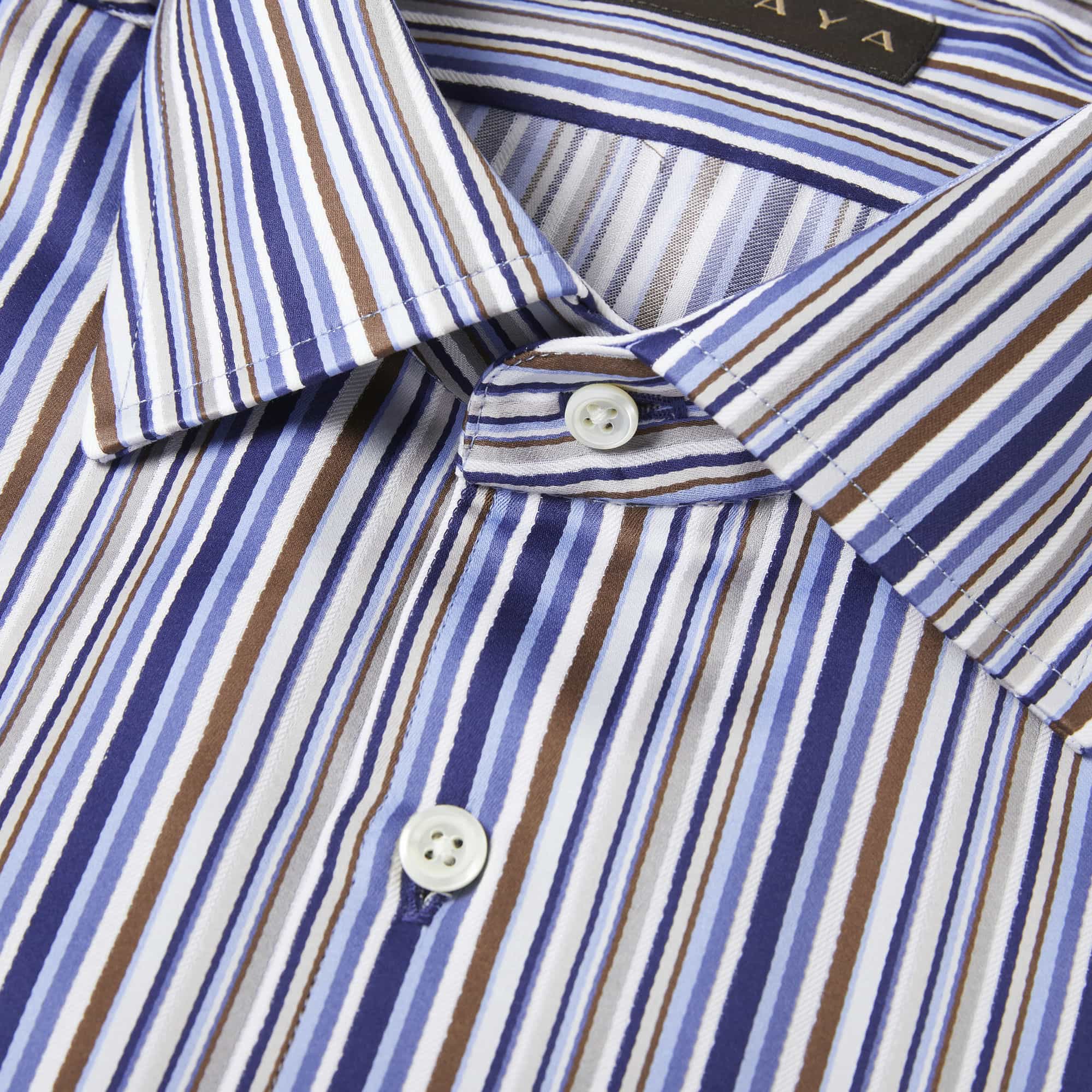 長袖 綿シャツ/マルチストライプ(L)