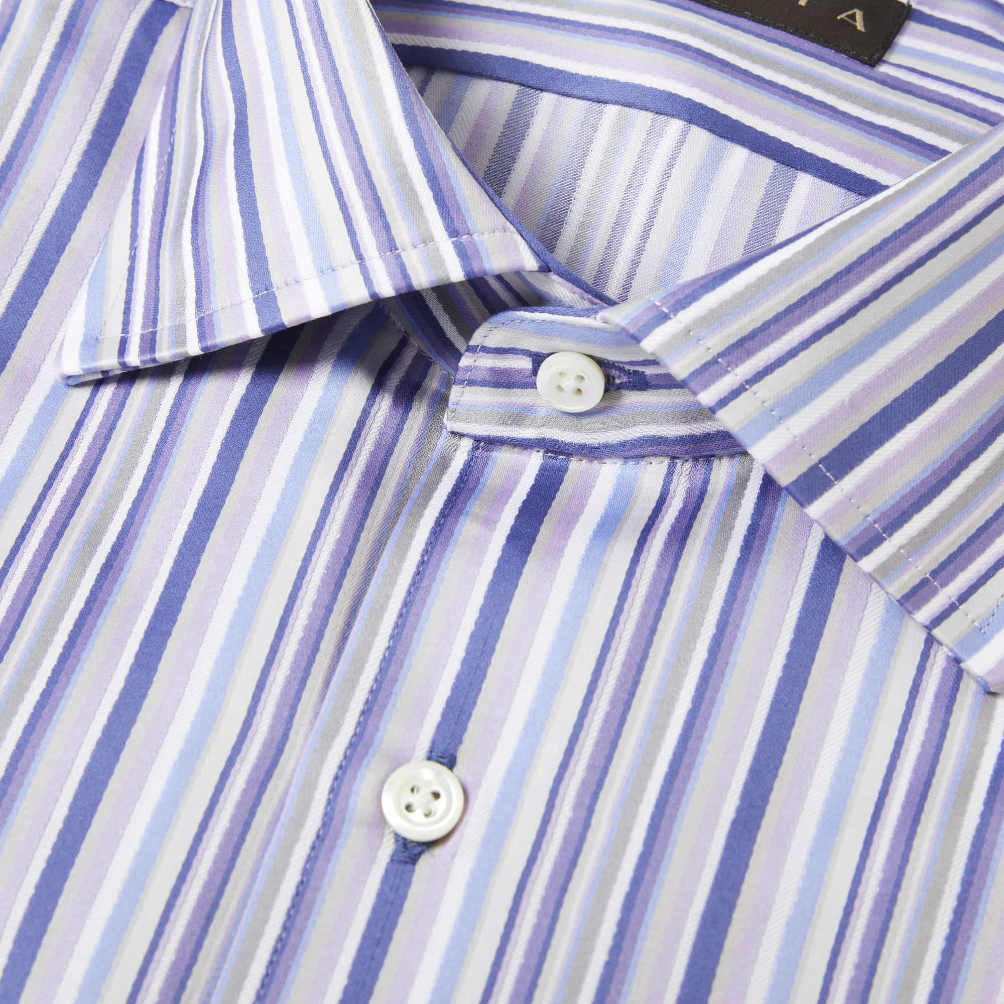 長袖 綿シャツ/マルチストライプ(M)