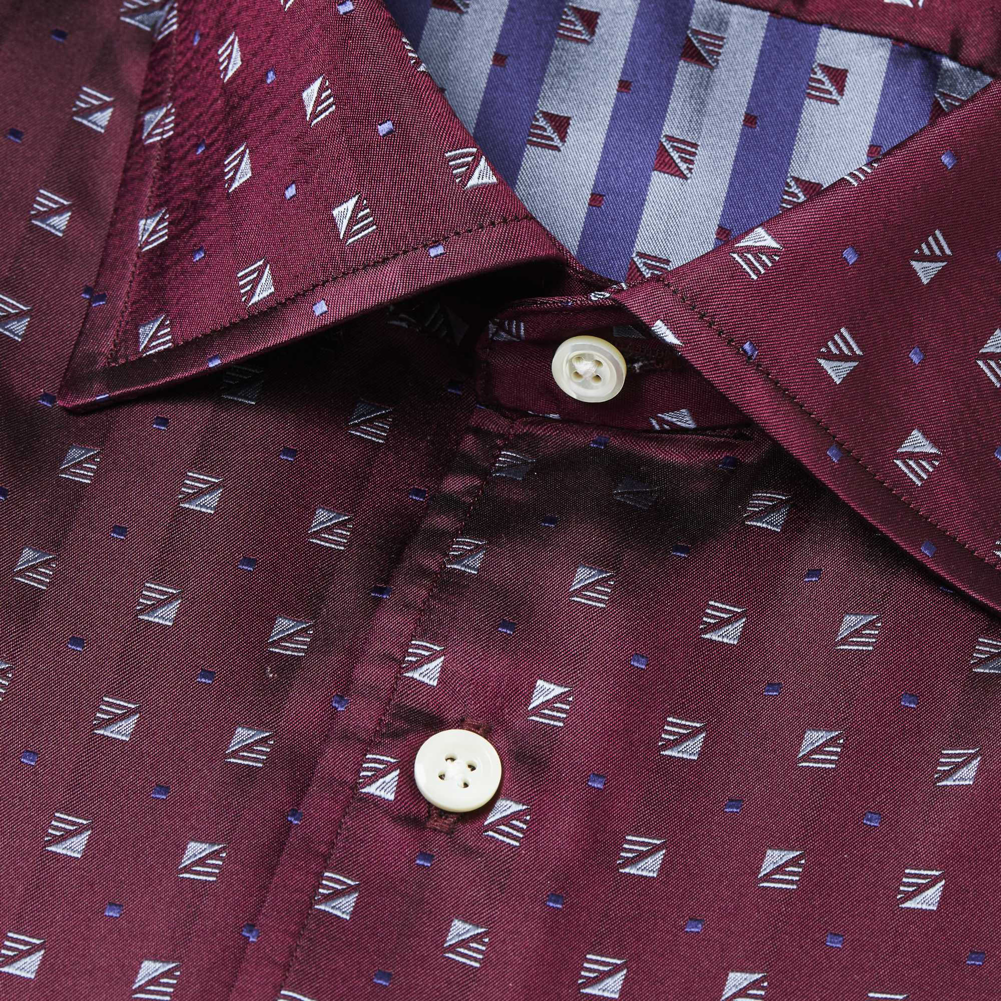 長袖　シルクシャツ/ハーフスクエア(L)