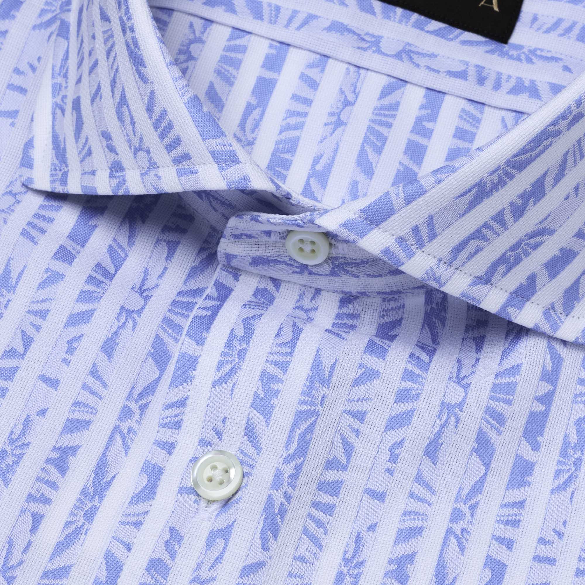 長袖 綿シャツ/フラワーストライプ