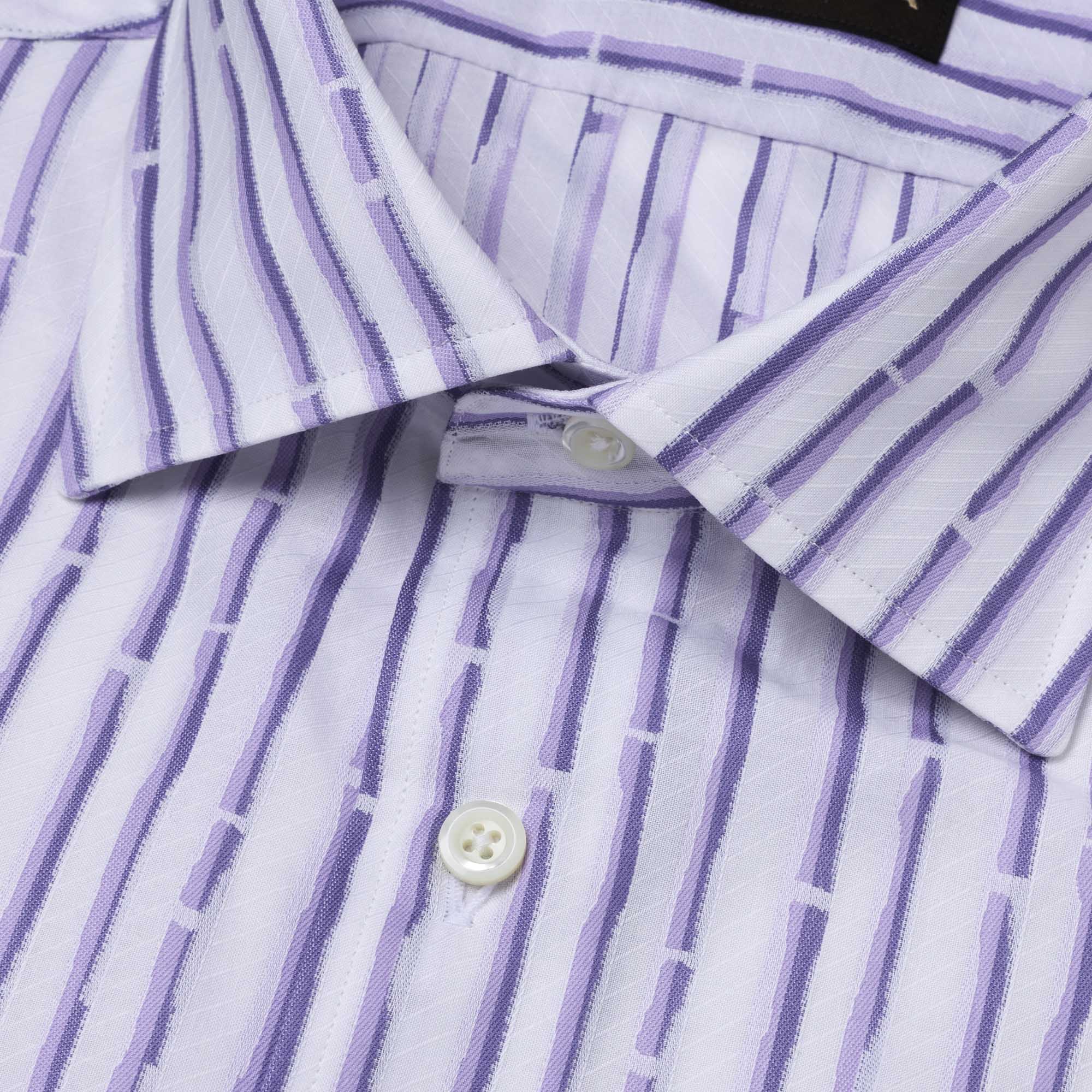 長袖 綿シャツ/バンブーストライプ