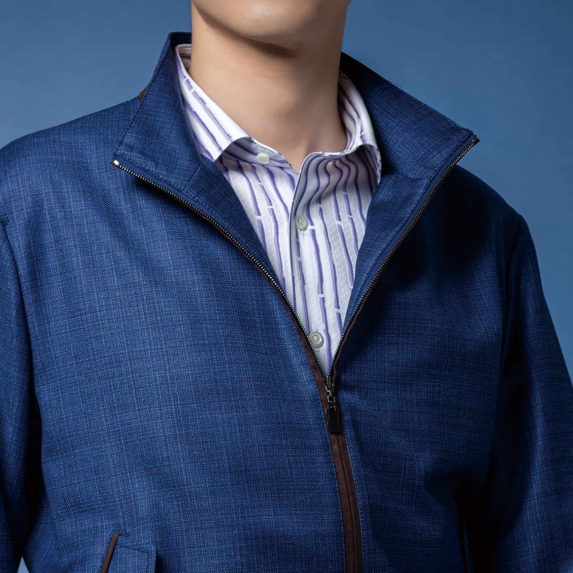 長袖 綿シャツ/バンブーストライプ