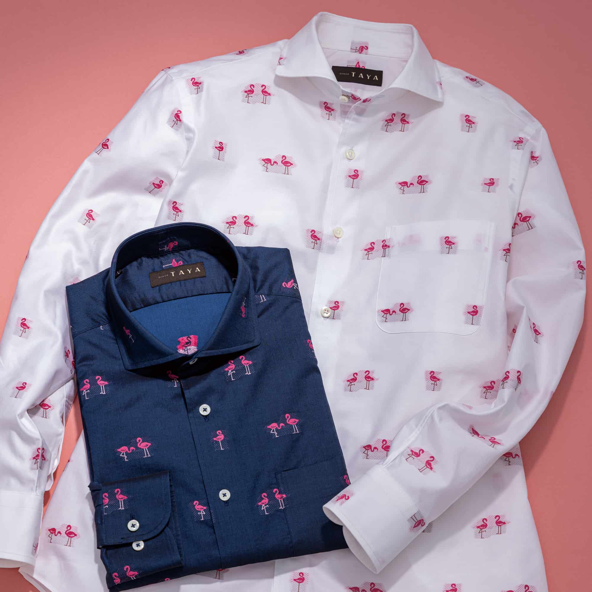 長袖 綿バックカットシャツ/フラミンゴ