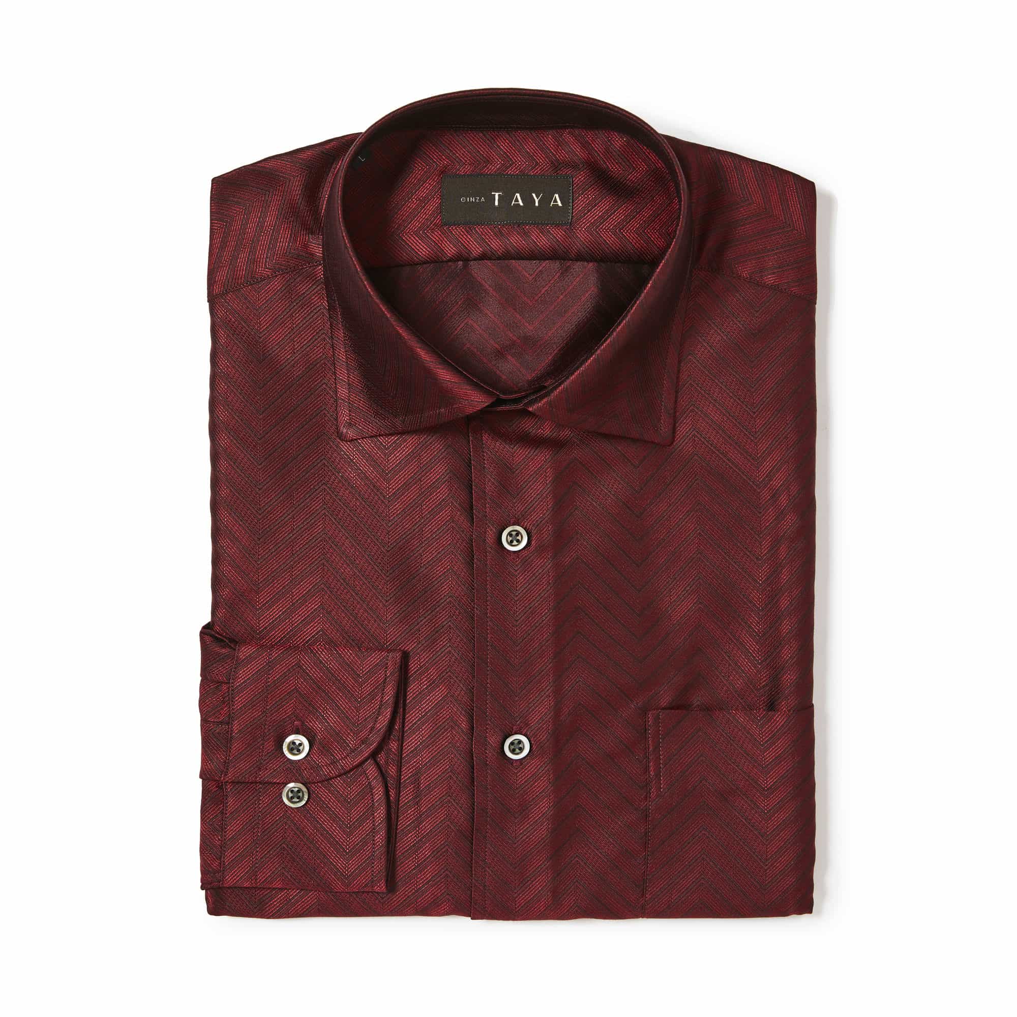 長袖 シルクシャツ/シェブロン(M)