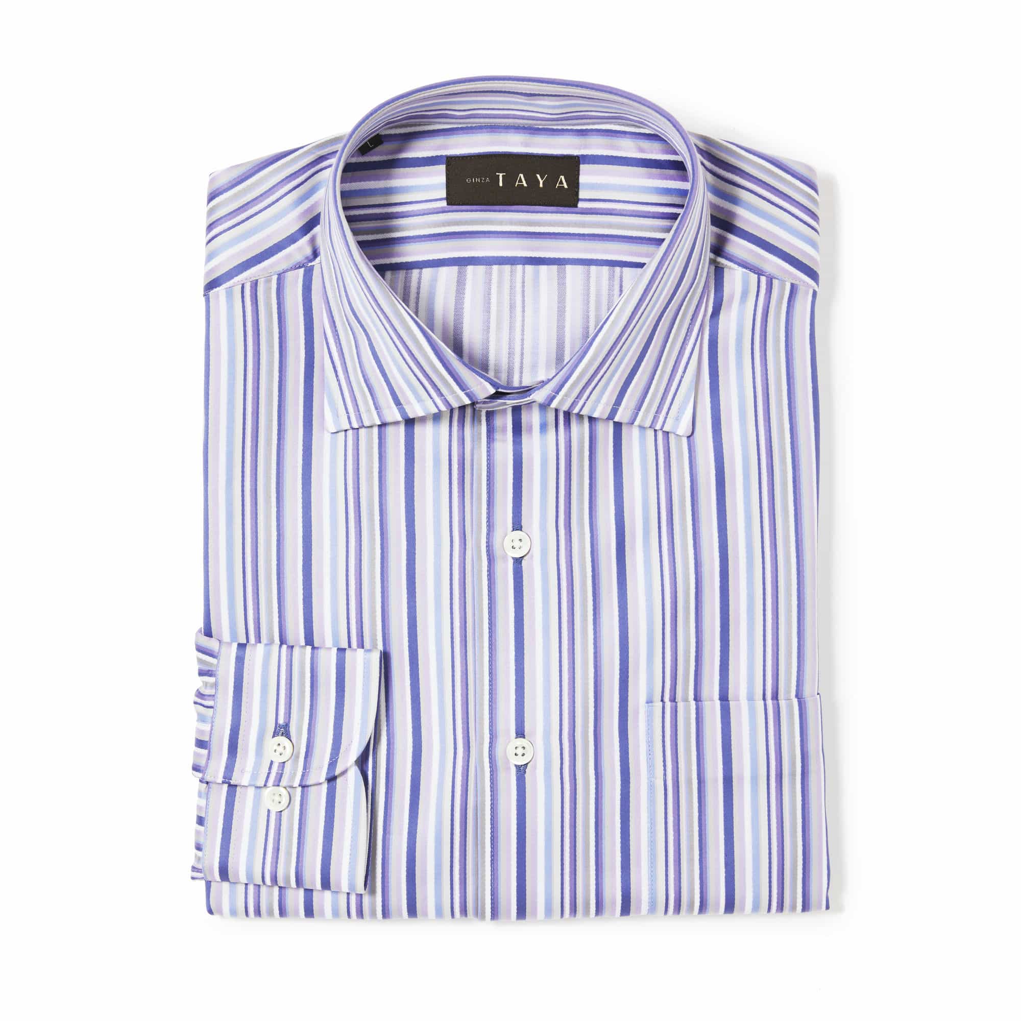 長袖 綿シャツ/マルチストライプ(M)