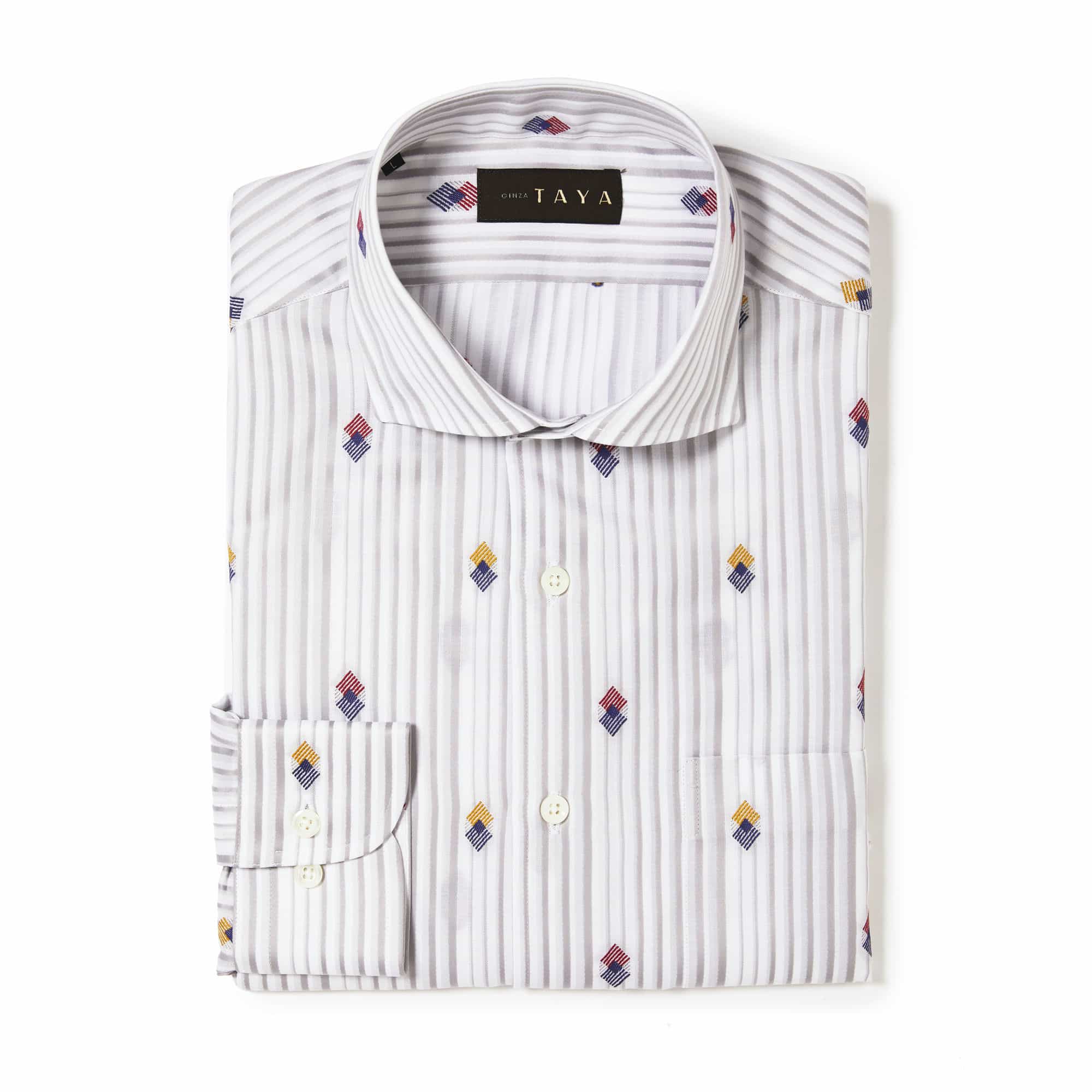 長袖 バックカット綿シャツ/スクエア(M)