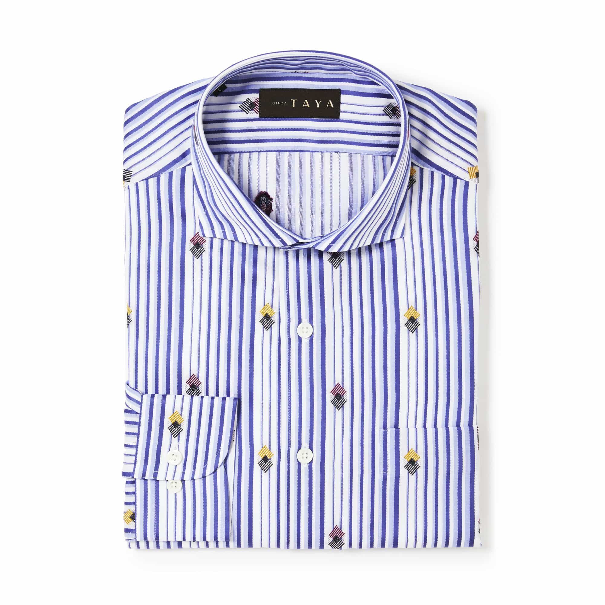 長袖 バックカット綿シャツ/スクエア(M)