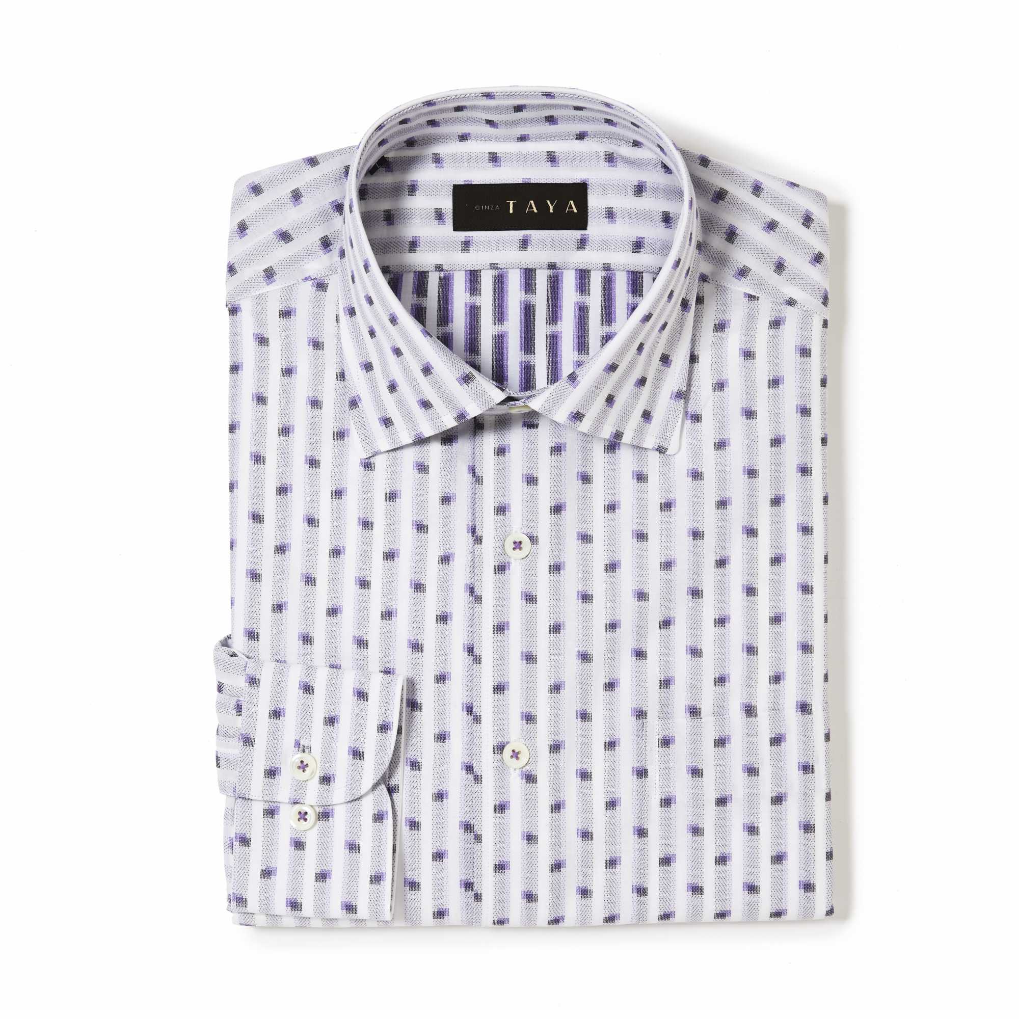 長袖　綿シャツ/スクエア(L)