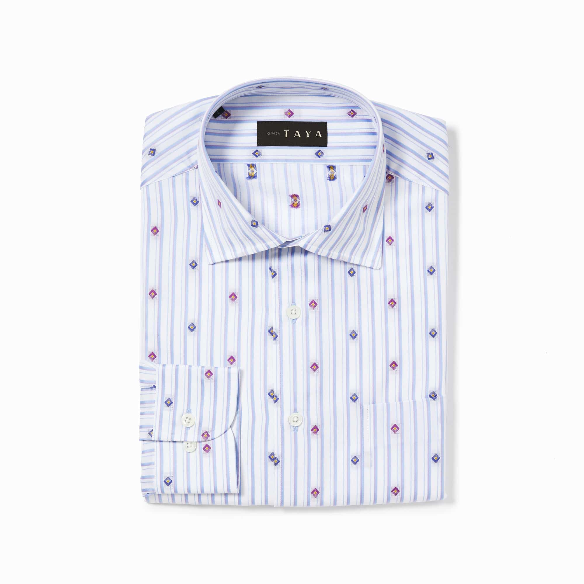 長袖 綿バックカットシャツ/小紋(LL)