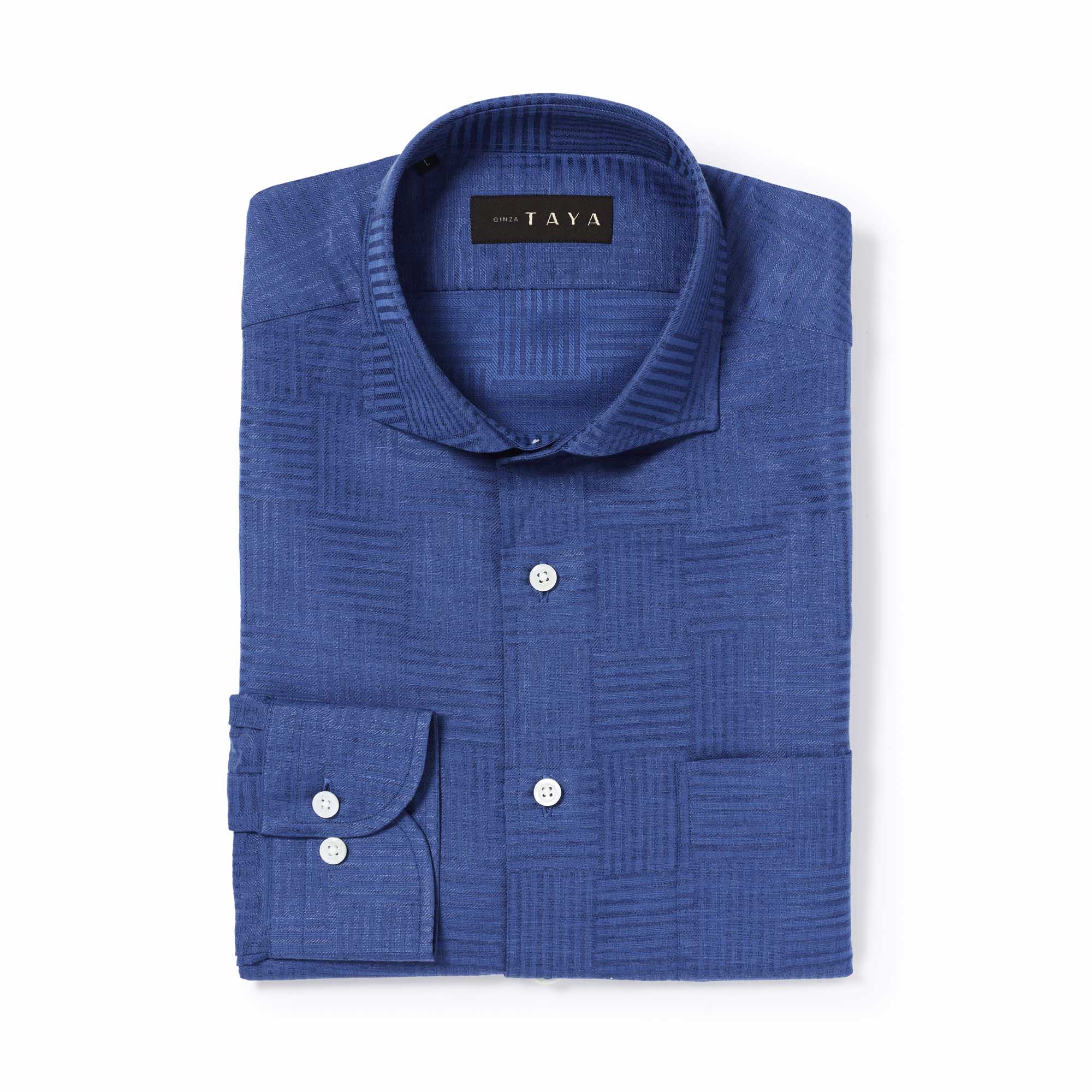 長袖 麻×綿シャツ/無地シャツ