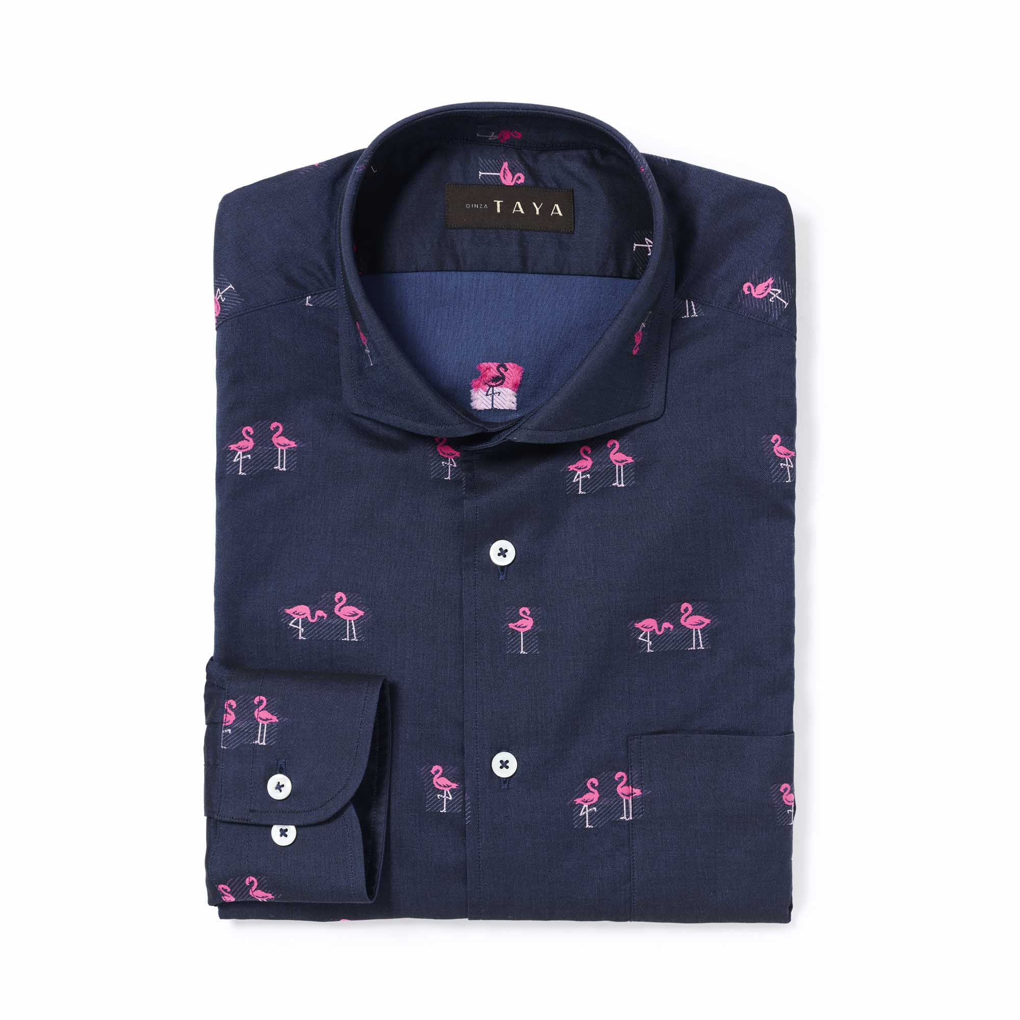 長袖 綿バックカットシャツ/フラミンゴ