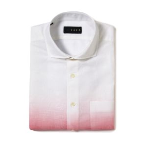 半袖　綿麻製品染めシャツ/パームグラデーション(M)