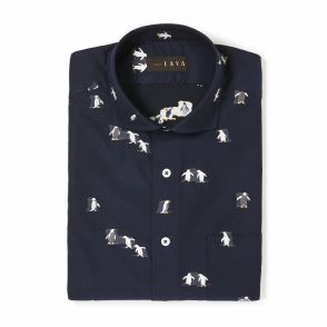 半袖　綿バックカットシャツ/ペンギン