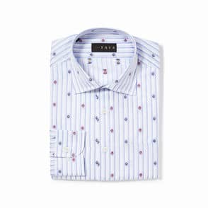 長袖　綿バックカットシャツ/小紋(LL)