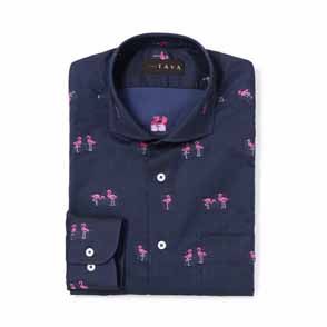 長袖 綿バックカットシャツ/フラミンゴ