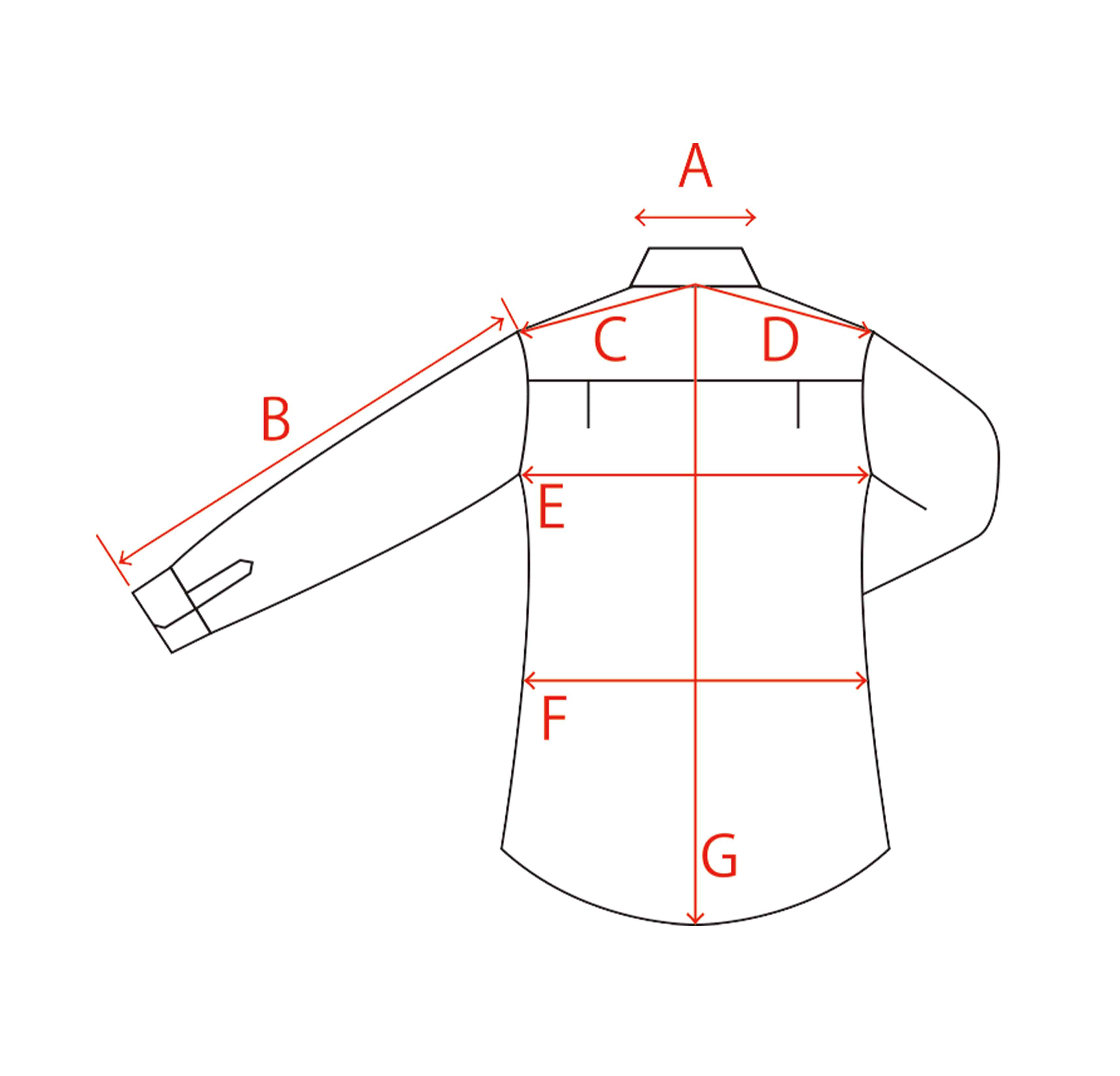 長袖・裾ラウンド寸法詳細（絵型）