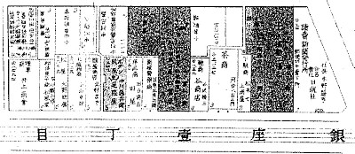 明治期の地図：銀座１丁目／中央通西側